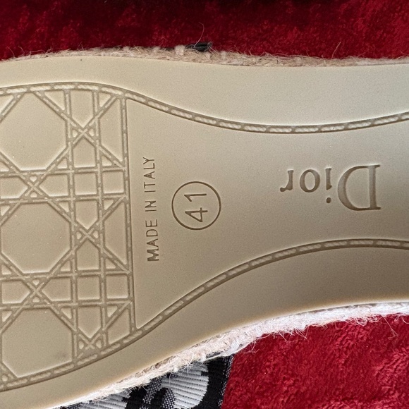 RARE DIOR Black and White Monogram Espadrille Sandals With gold CD Logo Size 41 - Picture 3 of 4